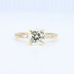 Load image into Gallery viewer, 1.51ct Round Diamond Engagement Ring with Diamond Accented Band in Yellow Gold
