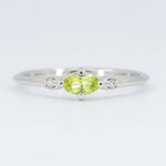 Load image into Gallery viewer, Peridot Birthstone Ring, 0.22ct Peridot and 0.02cttw Diamonds in 10K White Gold