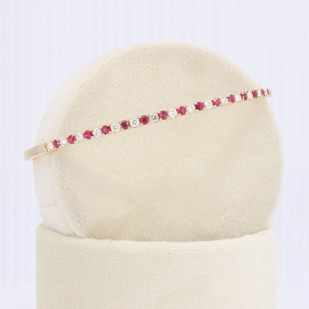Ruby and Diamond Bangle Bracelet in Yellow Gold