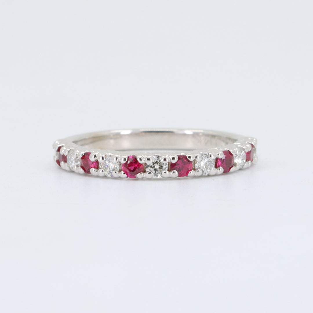 Ruby and Diamond Band, 0.33cttw Rubies and 0.31cttw Diamonds in 14K White Gold
