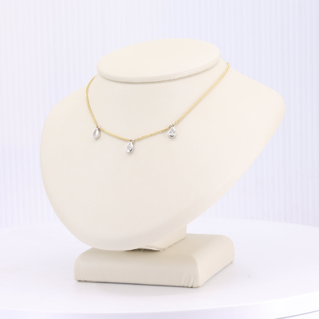 Pear Drops Diamond Station Necklaces