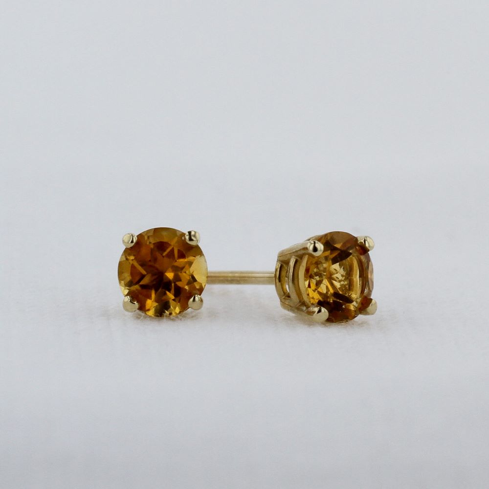 Citrine Stud Earrings in Yellow Gold