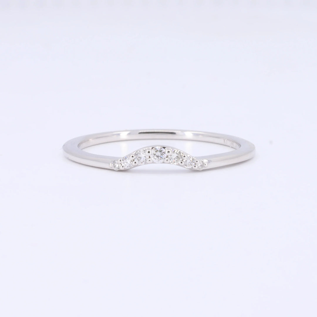 Curved Diamond Band, 0.08cttw in 14K White - Kizer Cummings Jewelers
