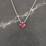 Load image into Gallery viewer, Ruby Solitaire Slide Pendant, 0.28ct in 14K White Gold, 18 inch Chain - Kizer Cummings Jewelers