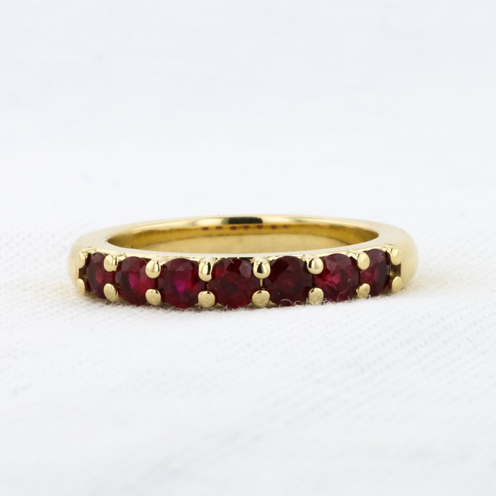 Seven Stone Ruby Band in Yellow Gold