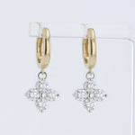 Load image into Gallery viewer, Diamond Quatrefoil Hoop Earrings in Two Toned Gold
