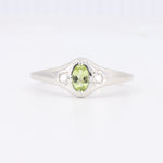 Load image into Gallery viewer, Peridot Signet Ring in White gold w/ Diamond Trim

