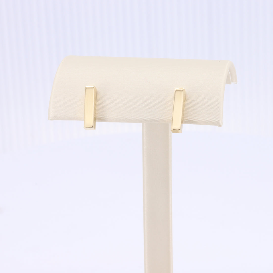 Vertical Gold Bar Post Earrings in Yellow Gold