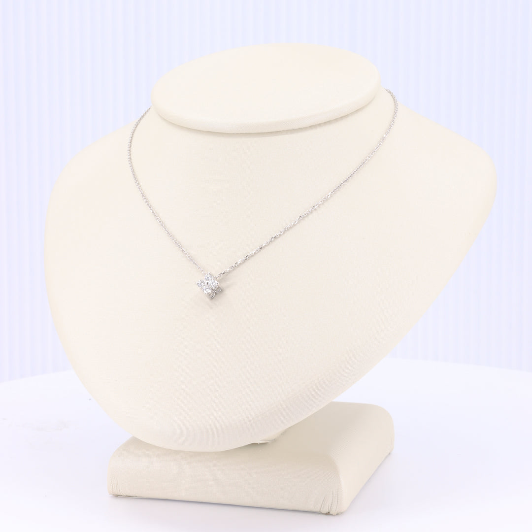 Small Quatrefoil Diamond Pendant in White Gold