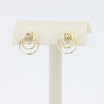 Load image into Gallery viewer, Polished and Twisted Triple Hoop Stud Earrings in 10K Yellow Gold