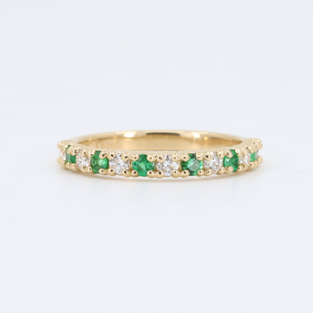Emerald and Diamond Band, 0.25cttw Emeralds and 0.31cttw Diamonds in 14K Yellow Gold