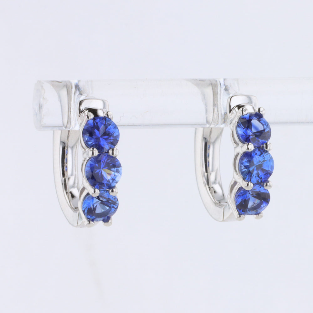 Sapphire Huggie Earrings in White Gold