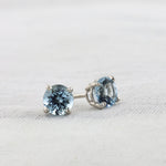 Load image into Gallery viewer, Aquamarine Stud Earrings in White Gold

