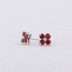 Load image into Gallery viewer, Quatrefoil Ruby Earrings 14KT White Gold
