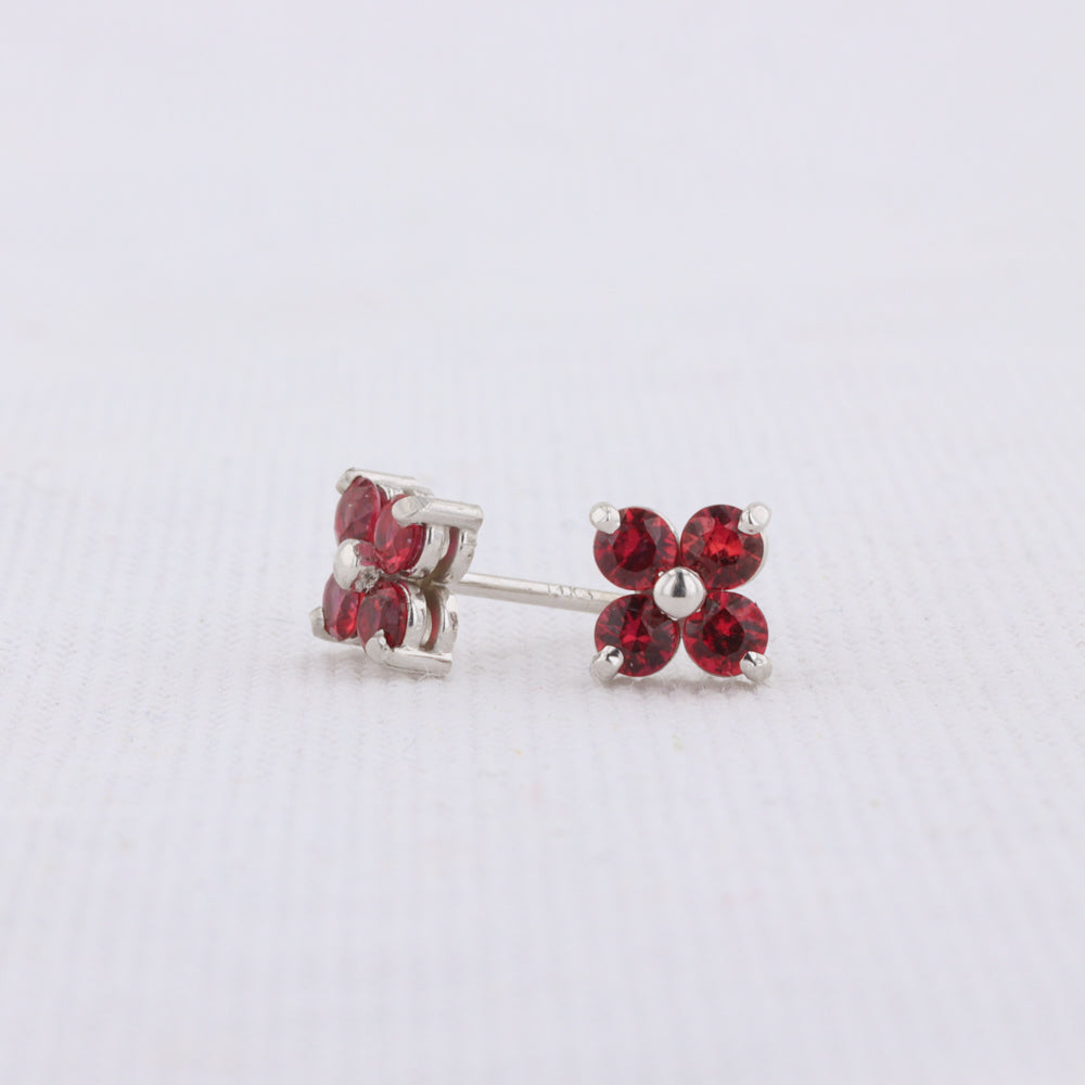 Quatrefoil Ruby Earrings 14KT White Gold