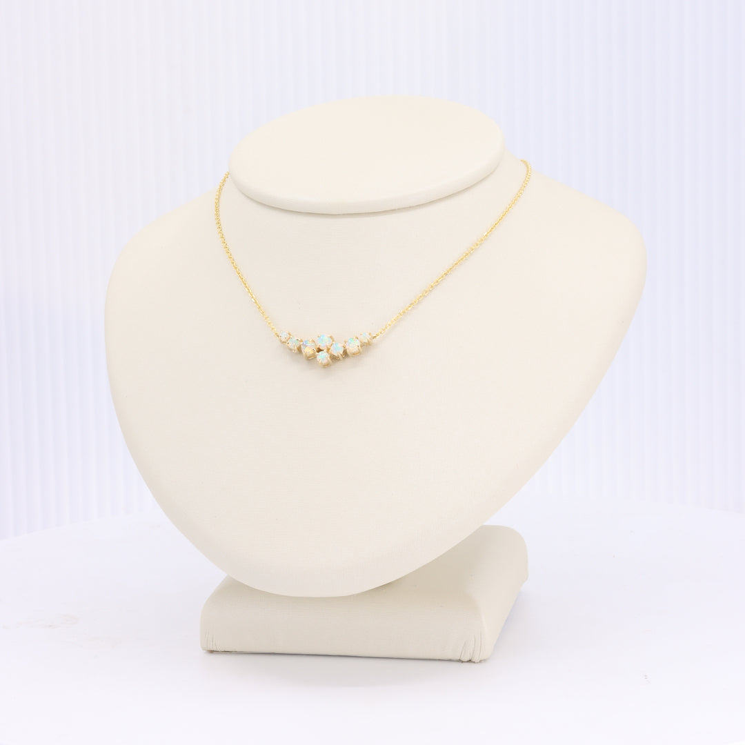 Australian Opal Bubble Cluster Necklace in Yellow Gold