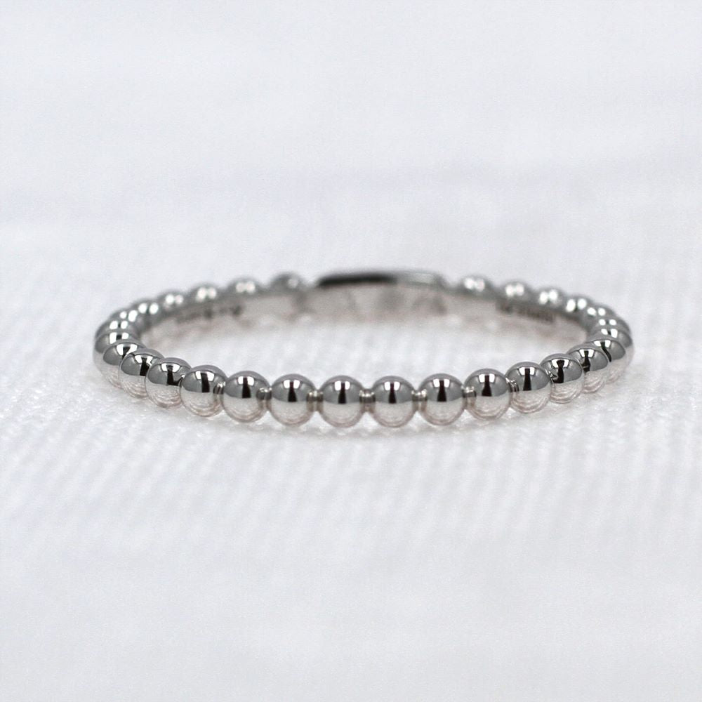 Beaded Stackable Ring in White Gold