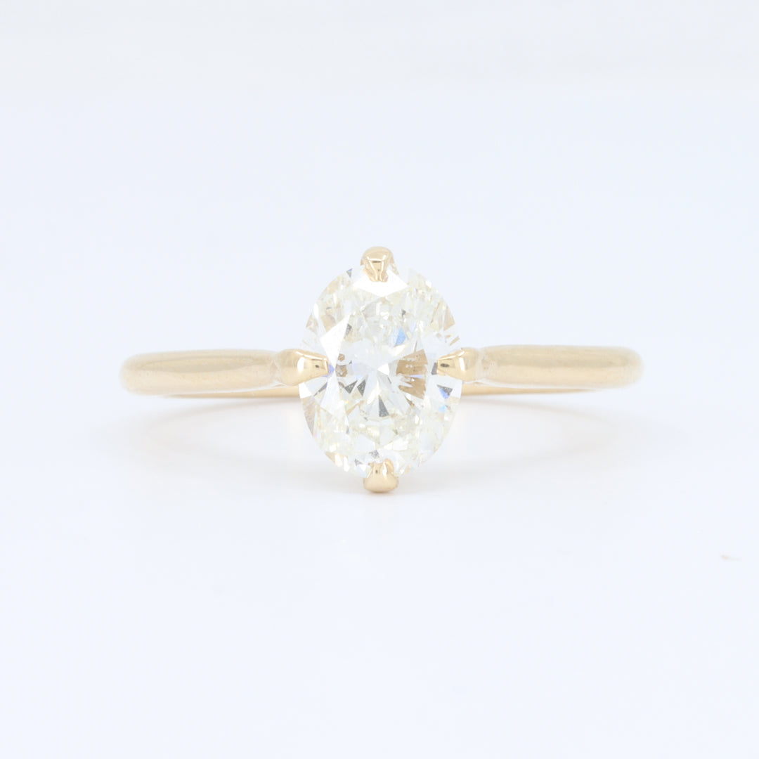 Natural 1.18ct Oval Diamond Engagement Ring w/Double Hidden halo in Yellow Gold