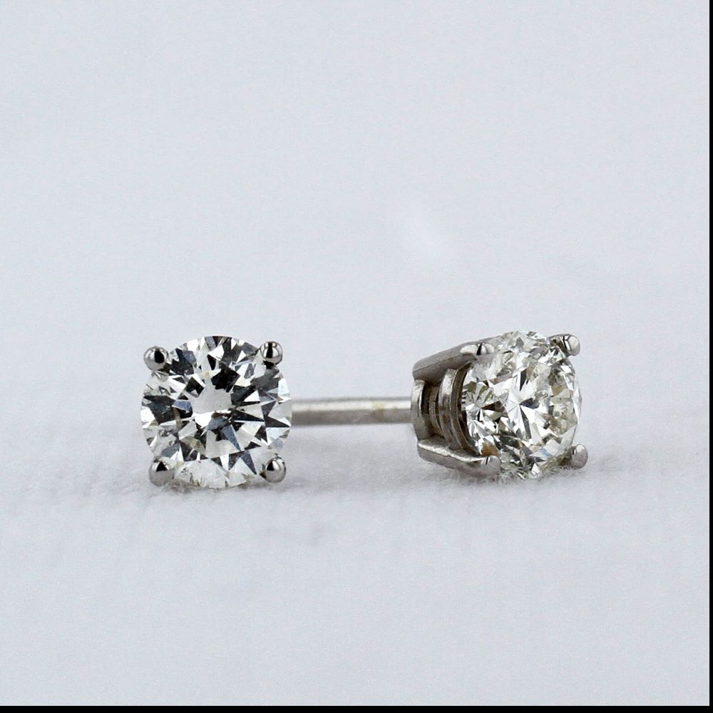 Diamond Stud Earrings in White Gold - 0.51cttw