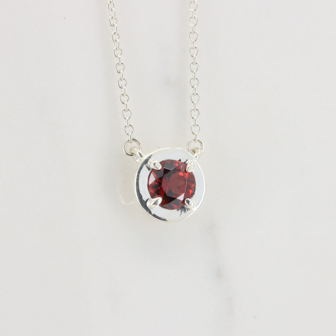 Garnet Station Necklace, 0.61ct in Sterling Silver, 18 inch