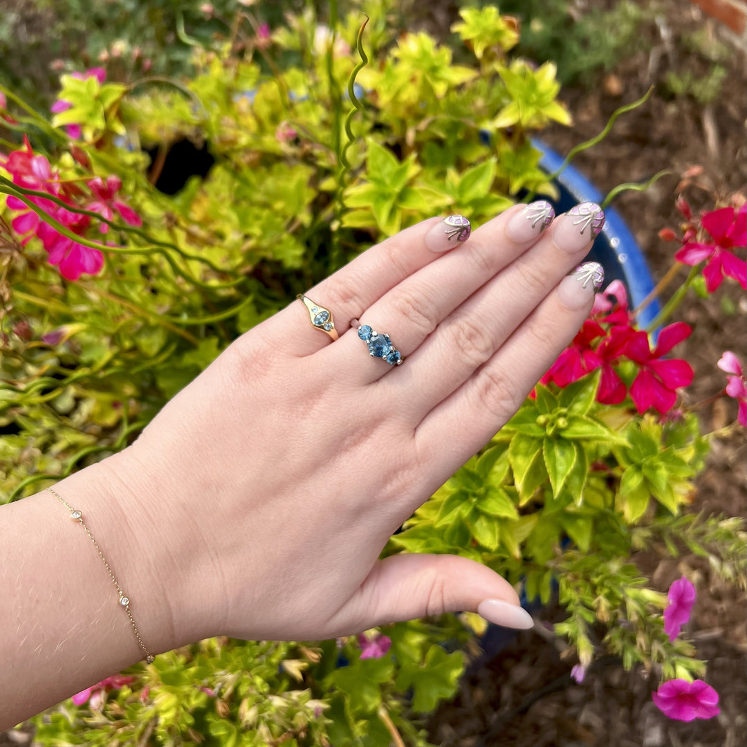 Montana Sapphire Three Stone Ring in White Gold