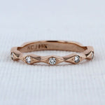 Load image into Gallery viewer, Geometric Diamond Wedding Band Set in 14K Rose Gold
