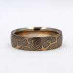 Load image into Gallery viewer, Oak Pattern Mokume Gane Ring with Rose Gold, White Gold and Silver
