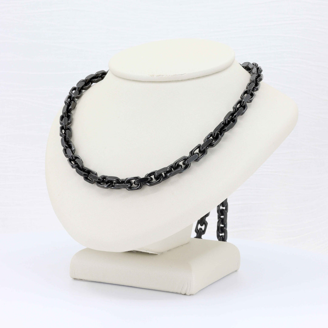 Black Oxidized Chain Link Necklace, 5.6mm in Sterling Silver, 24 inch - Kizer Cummings Jewelers