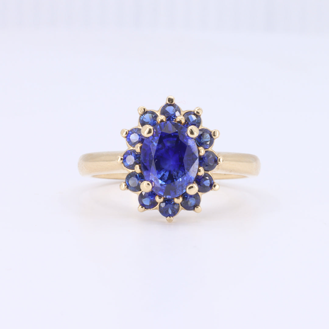 Berry Halo Ring in Yellow Gold