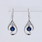 Load image into Gallery viewer, Sapphire Petal Drop Earrings in White Gold
