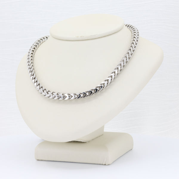 Square Wheat Chain Necklace in Sterling Silver, 4.6mm, 24in, Royal Stones Corp.