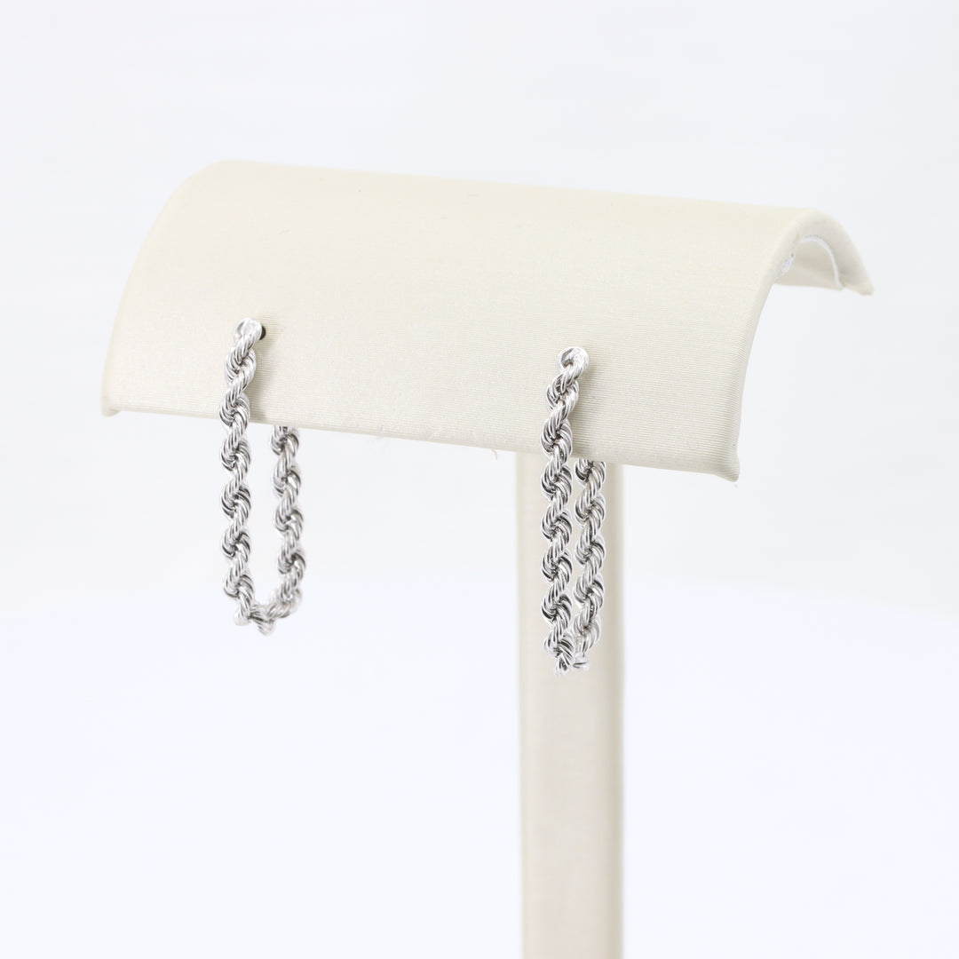 Rope Hoop Earrings in 10K White Gold