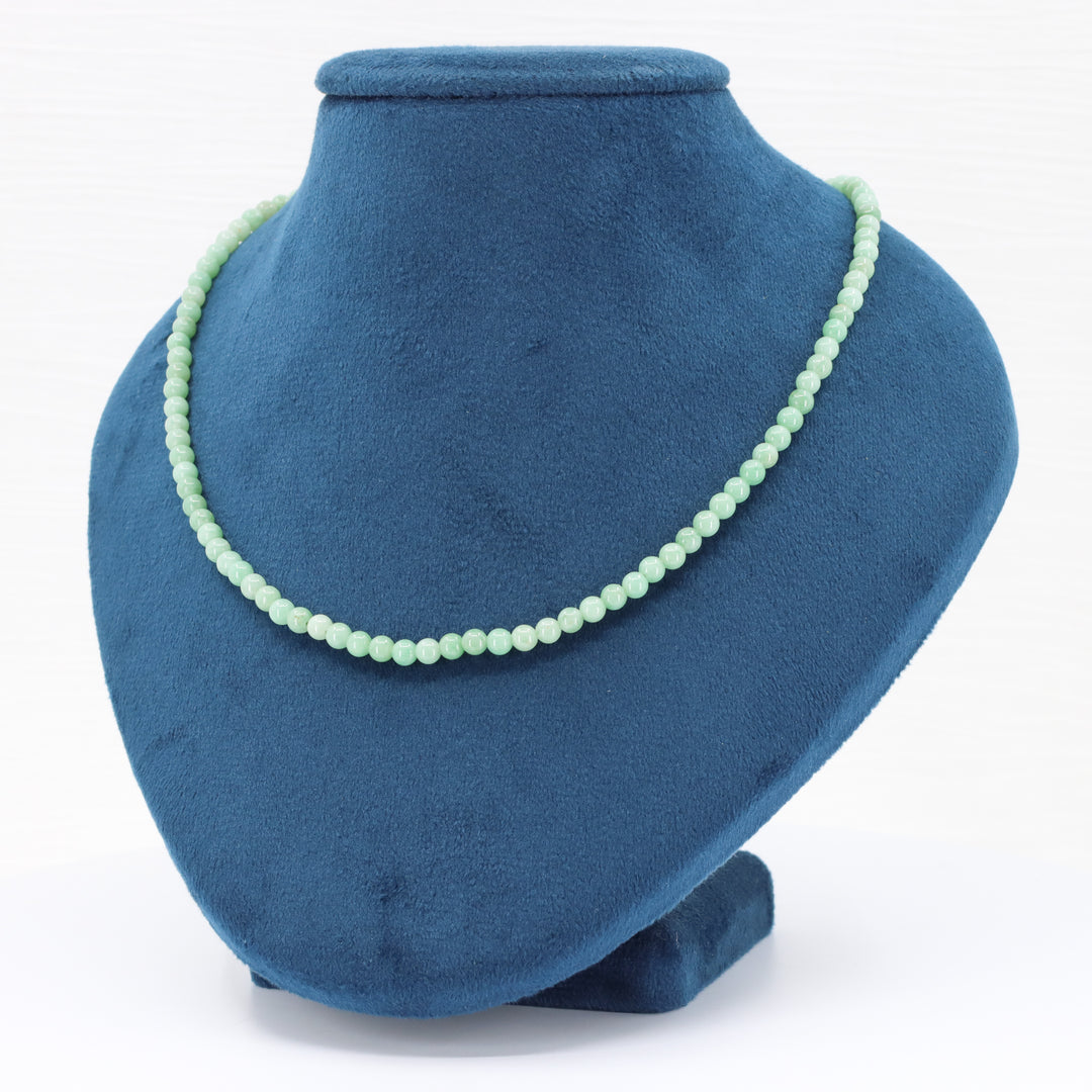 Aventurine Bead Strand Necklace, 4mm Round Beads with Sterling Silver Clasp, 16–18"