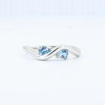 Load image into Gallery viewer, Aquamarine Wave Ring, 0.29cttw Aquamarine in 14K White Gold
