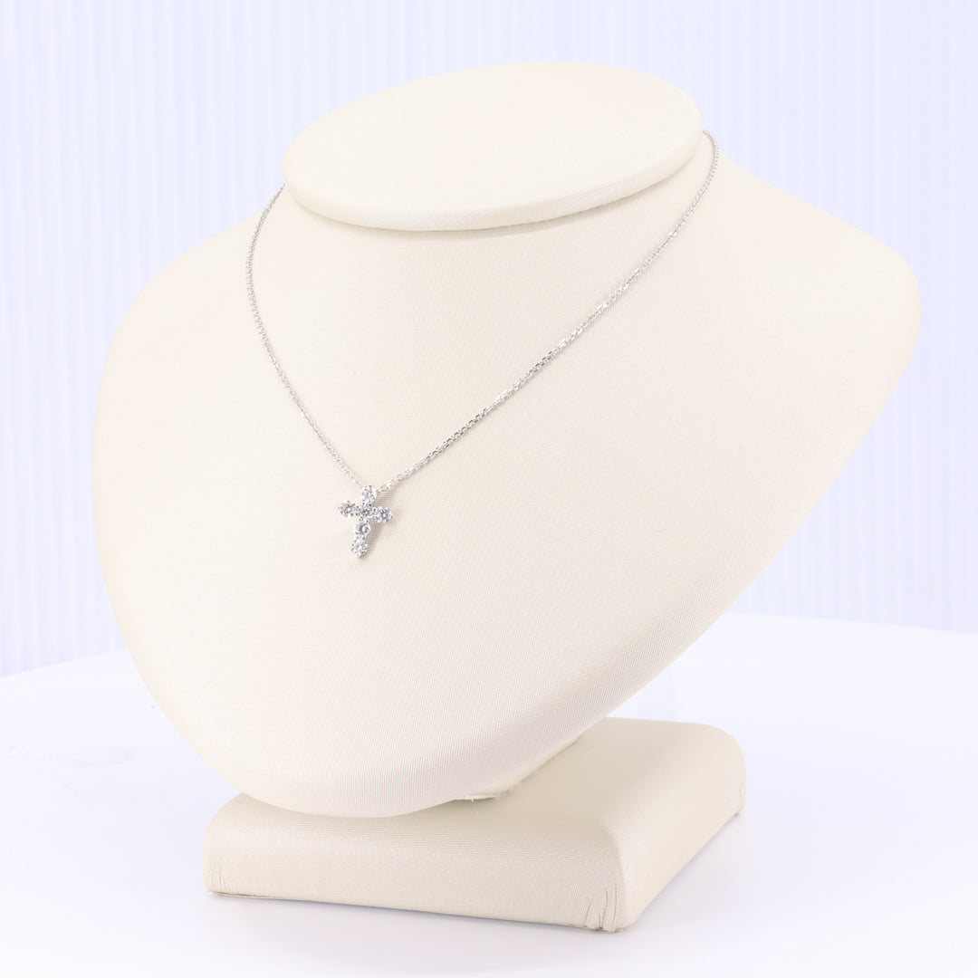 Dainty Diamond Cross Pendant in White Gold