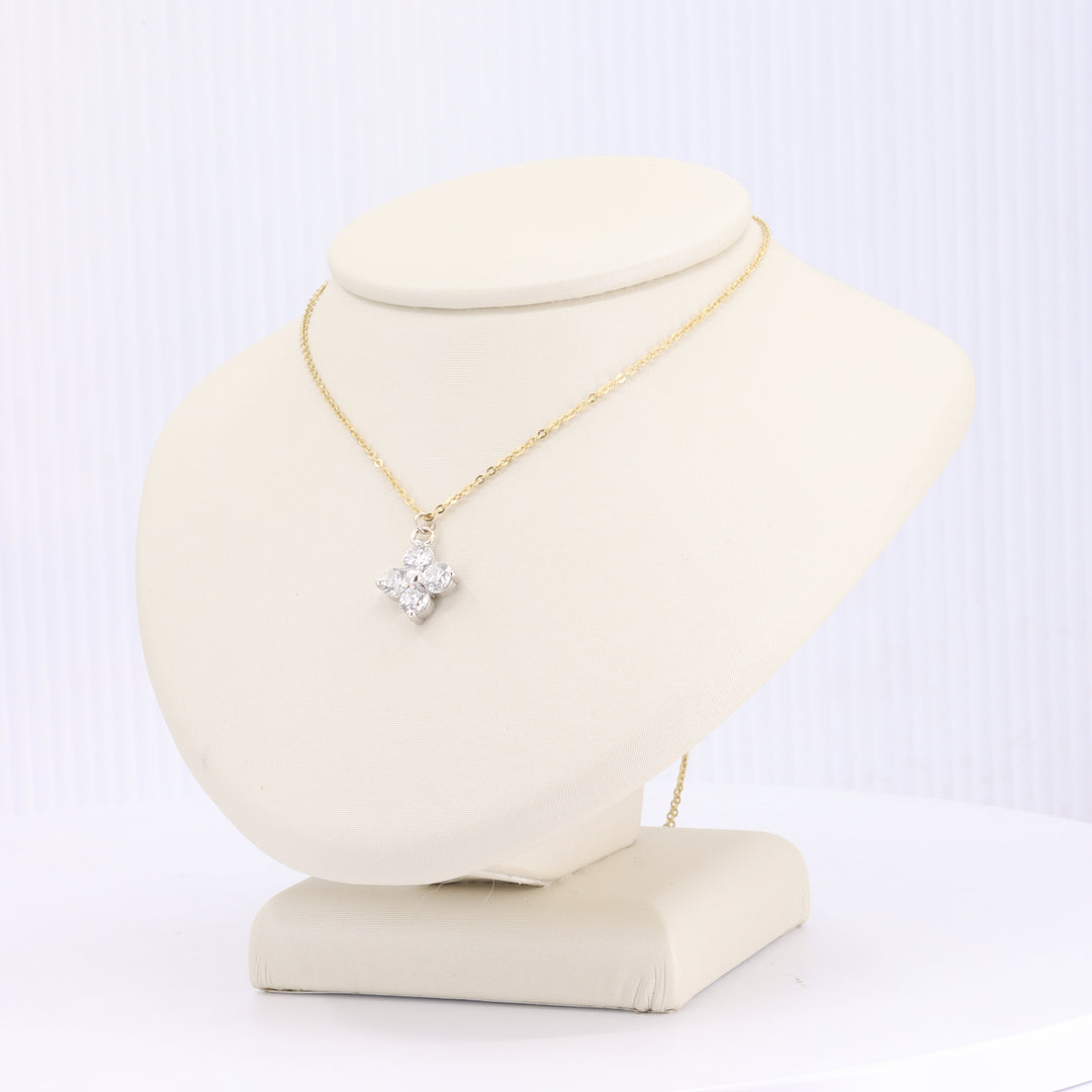 Extra-Large Diamond Quatrefoil Pendant in Two-Toned Gold