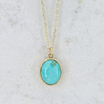 Load image into Gallery viewer, Turquoise Pendant, 10x8mm Oval in 14K Yellow Gold, 18 inch Chain