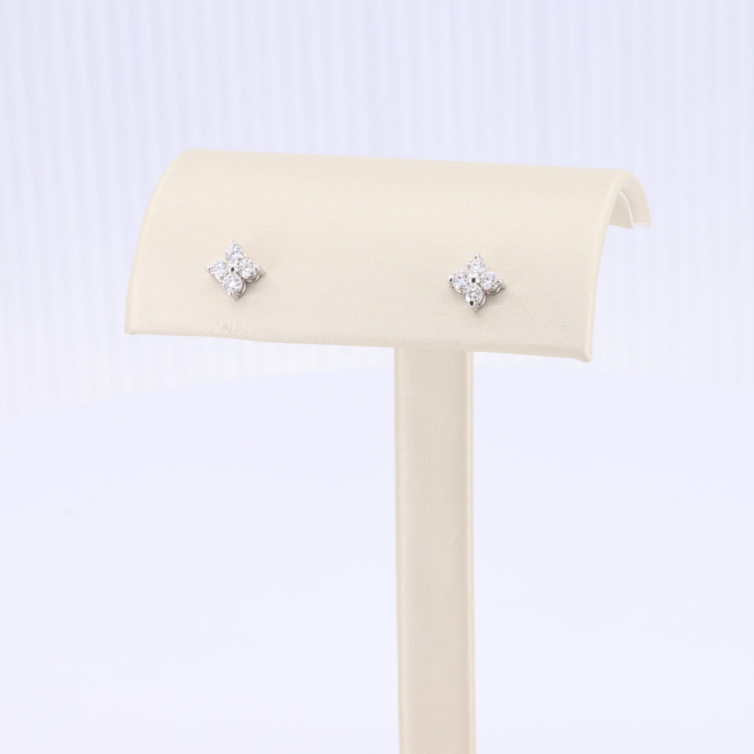 Small Diamond Quatrefoil Studs in White Gold