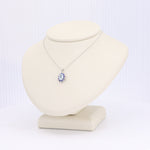 Load image into Gallery viewer, Aquamarine with Sapphire Halo Pendant in White Gold
