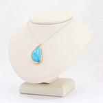 Load image into Gallery viewer, Freeform Turquoise Bezel Pendant, 11.86ct in 14K Yellow Gold with Sterling Silver Chain, 18 inch Chain - Kizer Cummings Jewelers