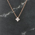Load image into Gallery viewer, Small Quatrefoil Diamond Pendant in Rose Gold
