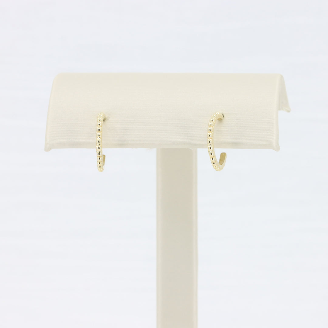 Beaded Hoop Earrings, 12.5mm in 10K Yellow Gold
