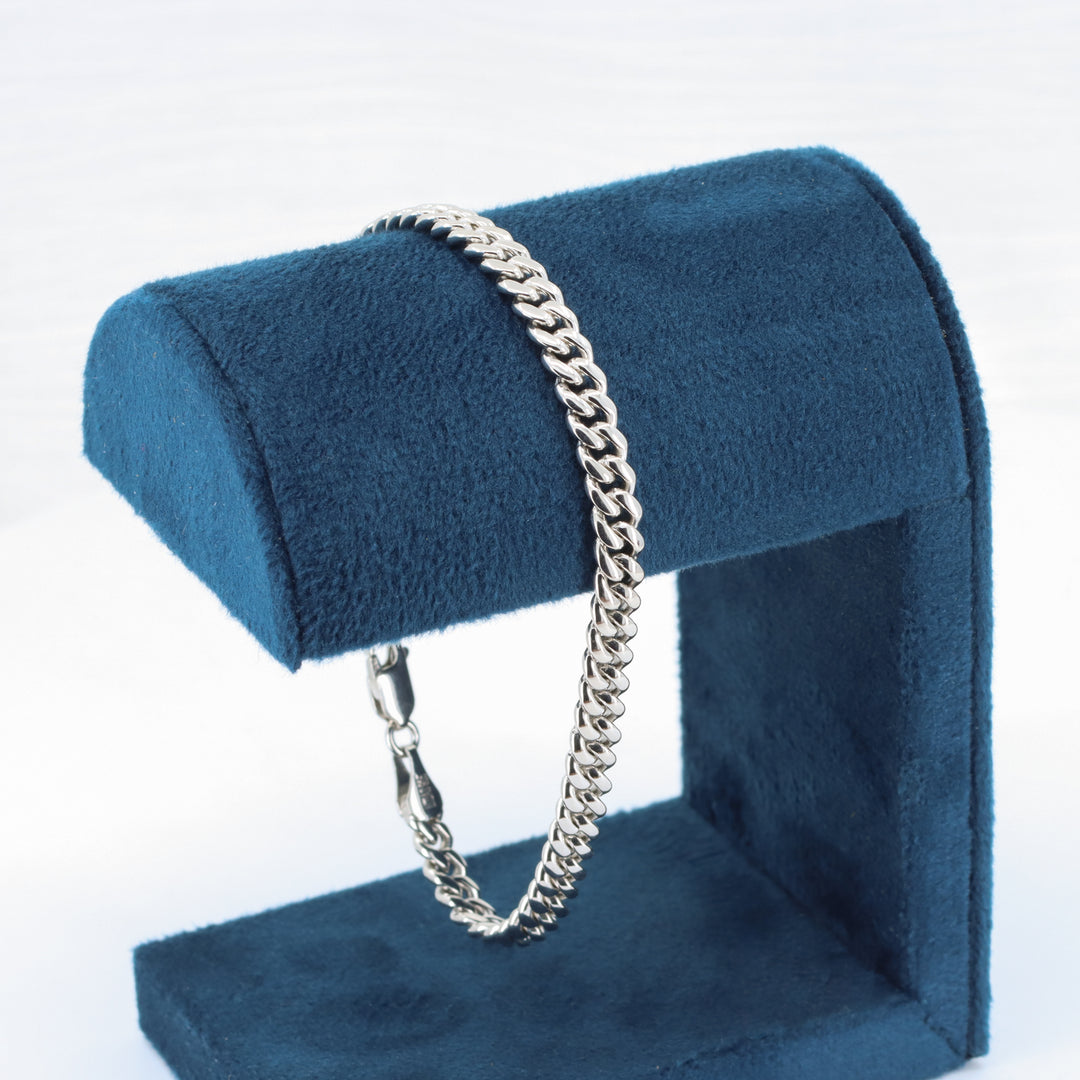 Cuban Curb Chain Bracelet, 5mm in Sterling Silver, 8 inch