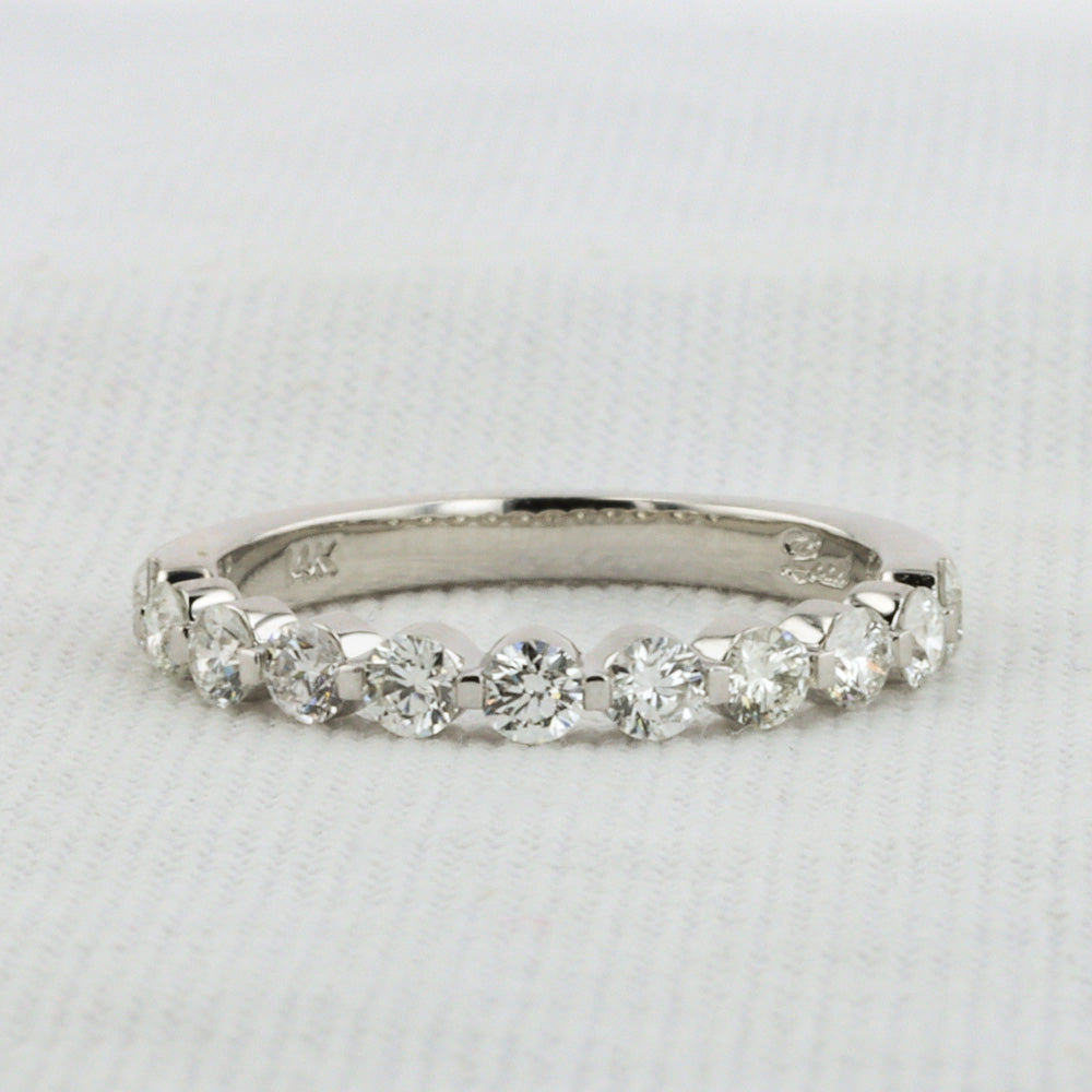 Single Prong Diamond Band in White Gold - 0.77cttw