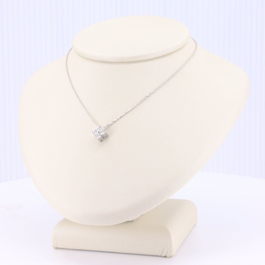 Diamond Quatrefoil Pendant, 0.25cttw in 14K White Gold, 18 inch Chain