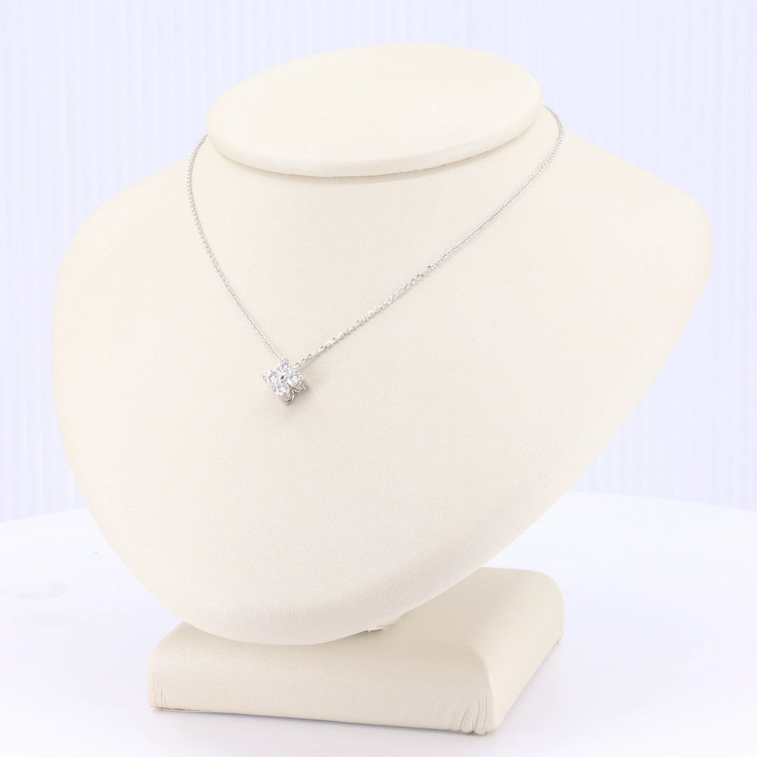 Diamond Quatrefoil Pendant, 0.25cttw in 14K White Gold, 18 inch Chain - Kizer Cummings Jewelers