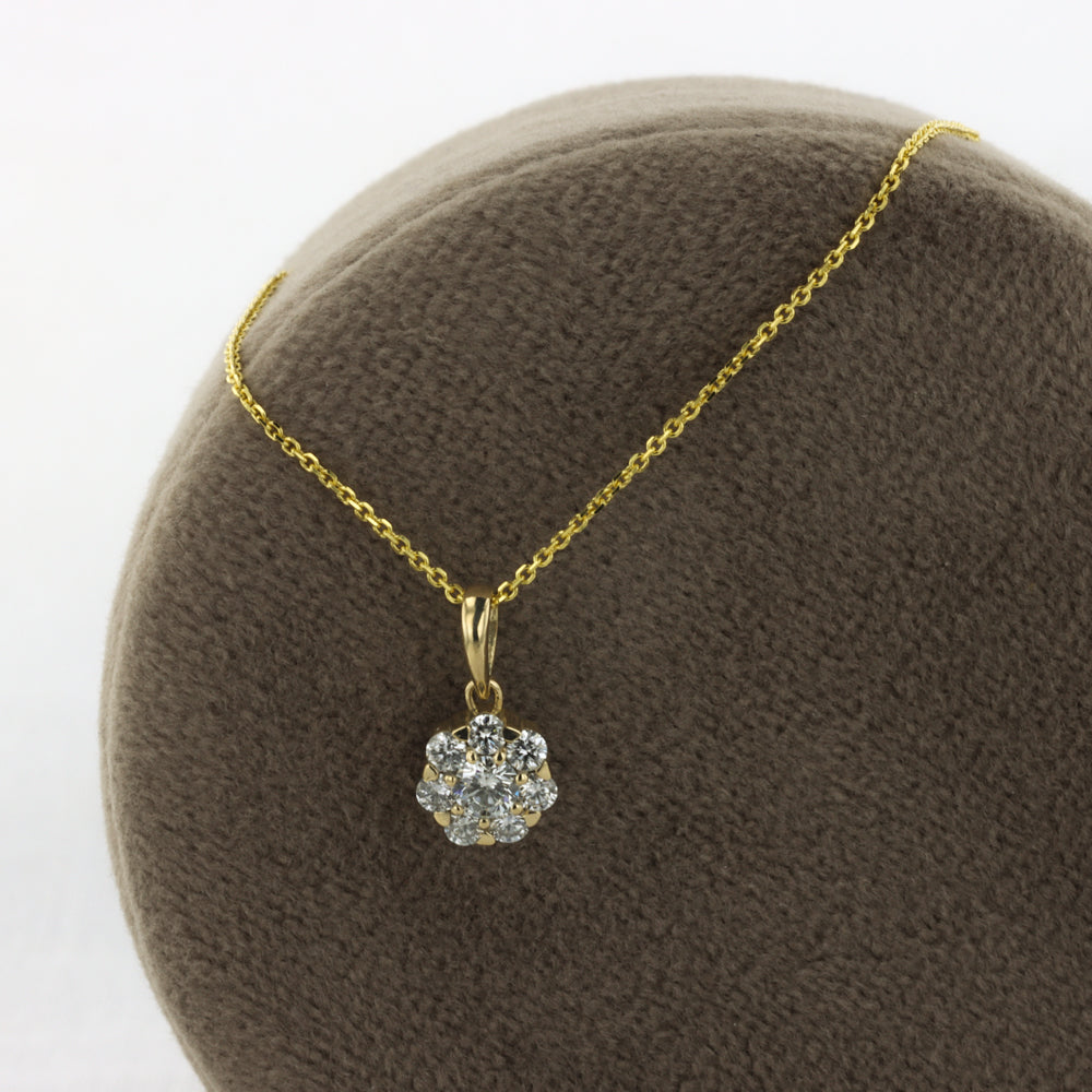 Golden Disco Diamond Cluster Pendant in Yellow Gold