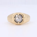 Load image into Gallery viewer, Gold textured ring featuring a round, faceted gray diamond centerpiece, elegant unisex design.