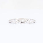 Load image into Gallery viewer, White gold wave ring with three marquise-cut diamonds, elegant and modern design. Perfect for engagement or anniversary.
