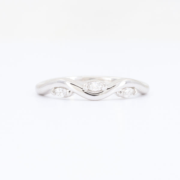 Wavy Marquise Diamond Ring, 0.11cttw in 14K White Gold - Kizer Cummings Custom Jewelers